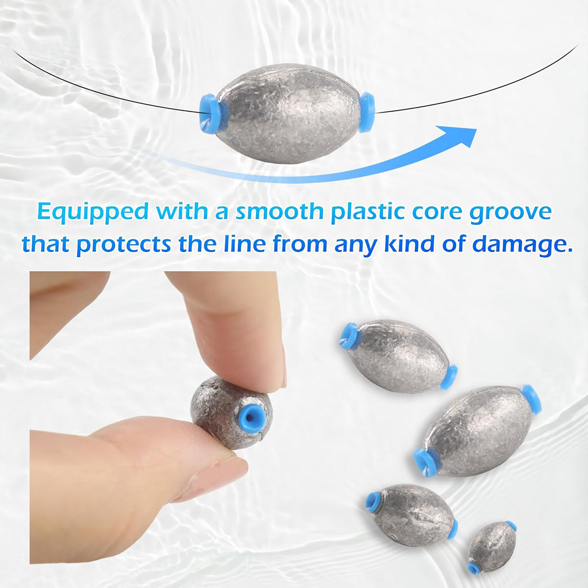 Egg-Shaped Lead Sinker – 35PCS Fishing Weights with Core Groove