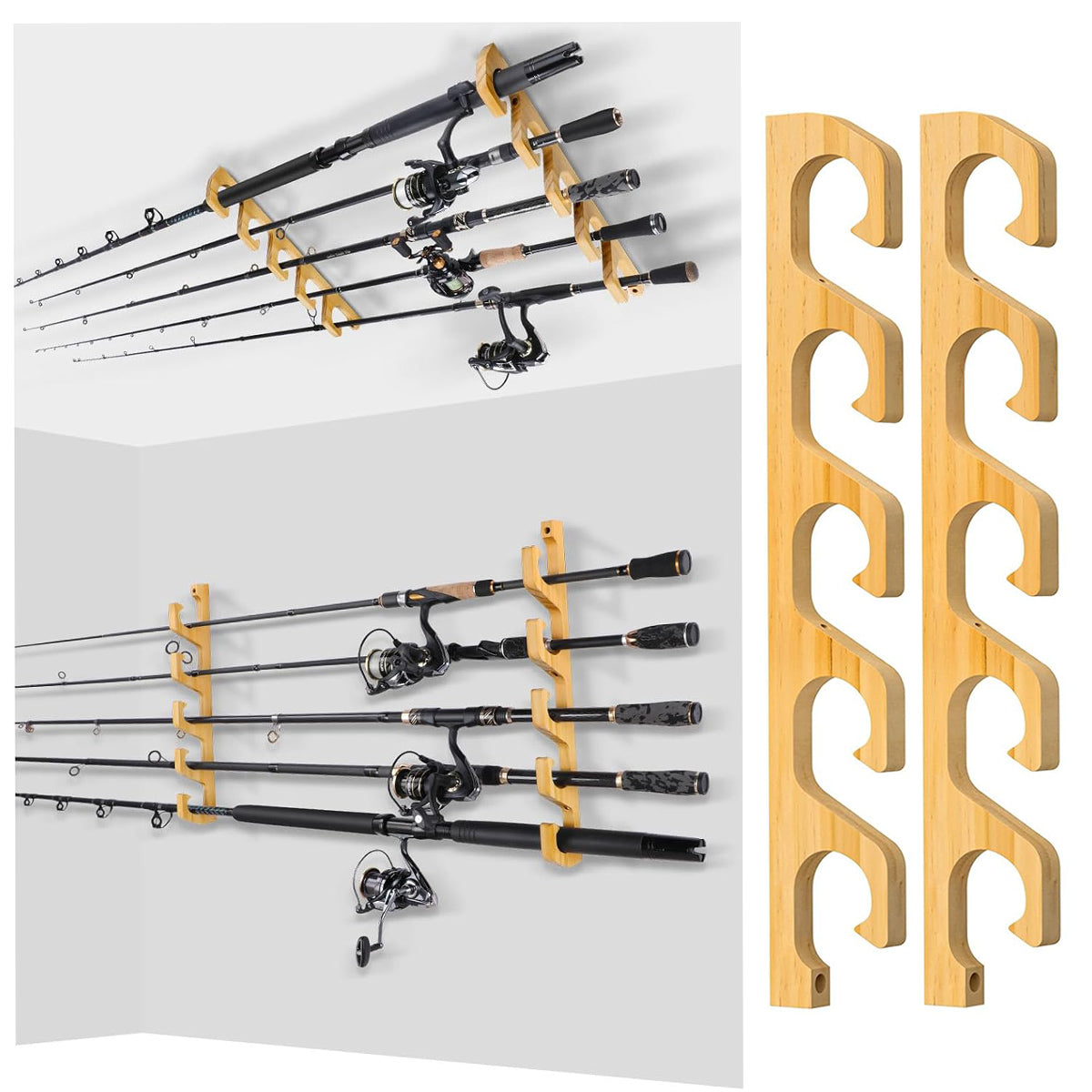Bamboo Fishing Rod Rack – Wall & Ceiling Mounted Holder