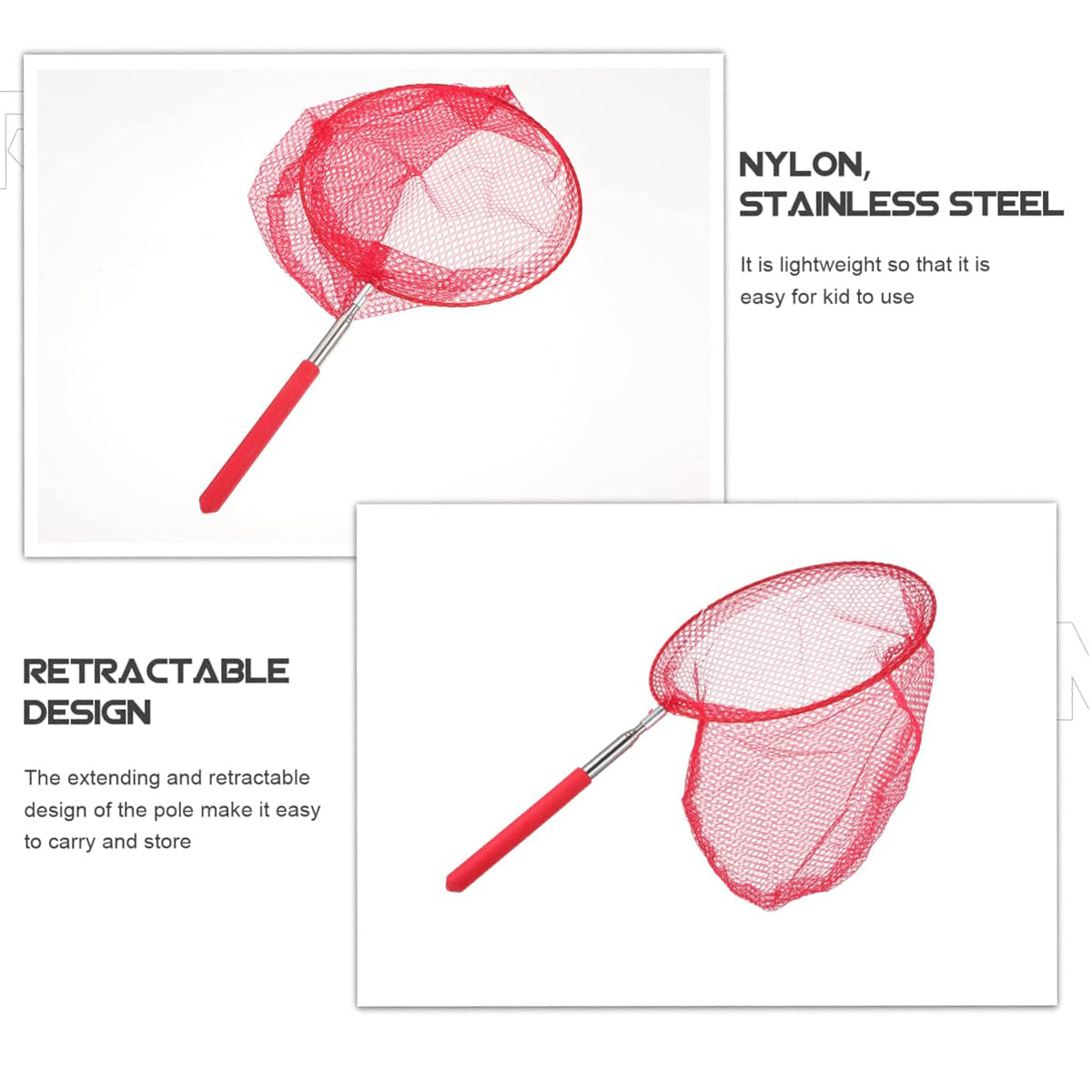 7pcs Telescopic Fishing Nets Colourful Stainless Steel Insect Butterfly Catcher