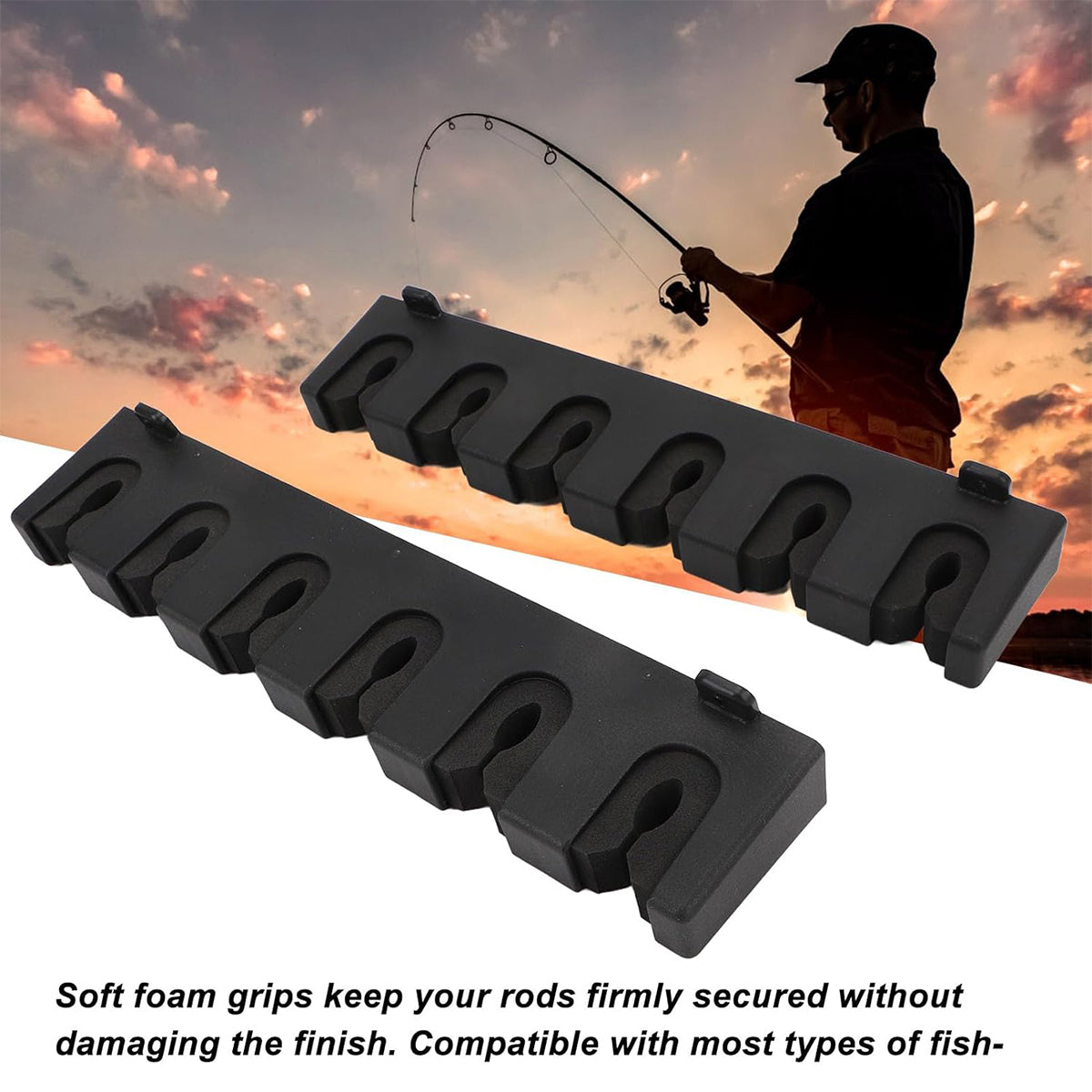 Wall Mounted Fishing Rod Rack Plastic Rod Holder With Foam Slots