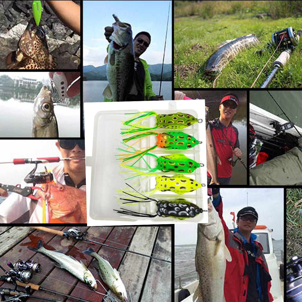 5PCS Soft Frog Lures Set for Bass Pike Fishing in Freshwater & Saltwater