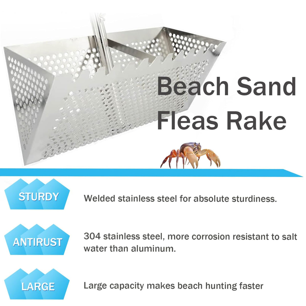 Stainless Steel Sand Screen Crab Hunting Sifter with Handle