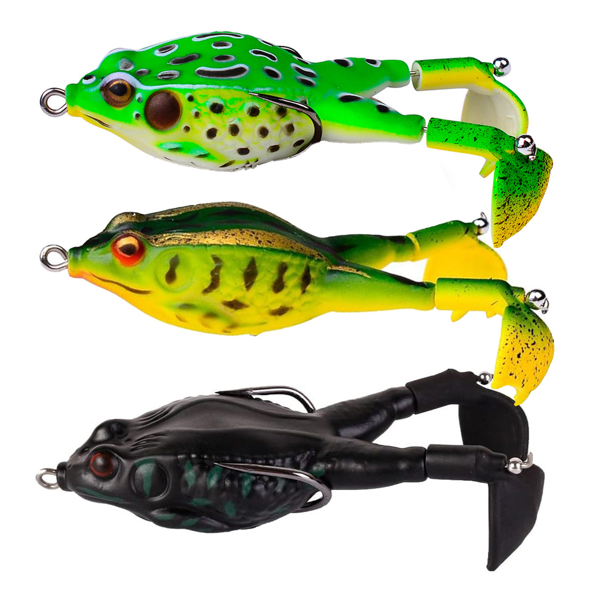 3PCS Bionic Frog Fishing Lures with Double Hooks for Freshwater