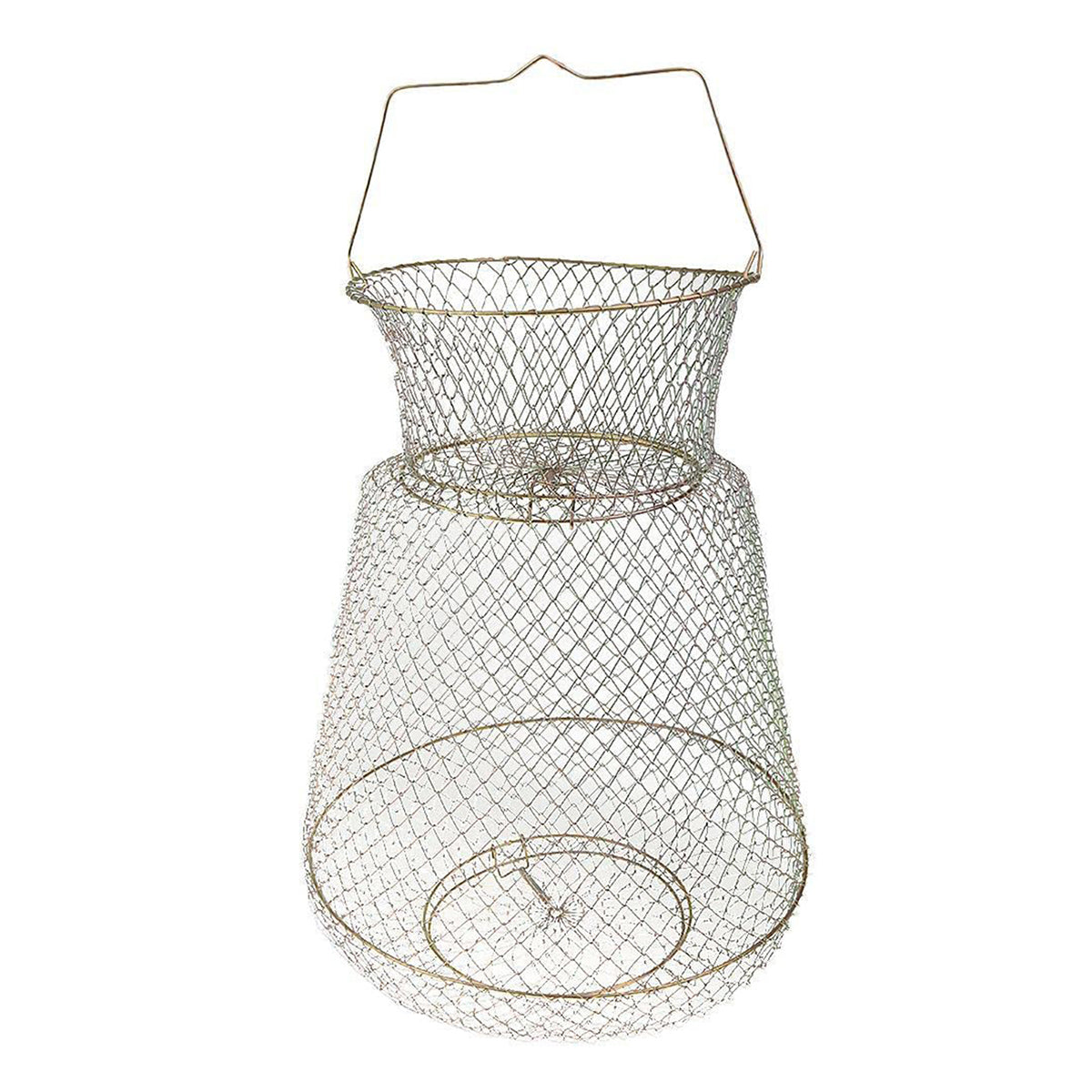 Foldable Galvanized Fish Trap Cage with Spring-Loaded Doors