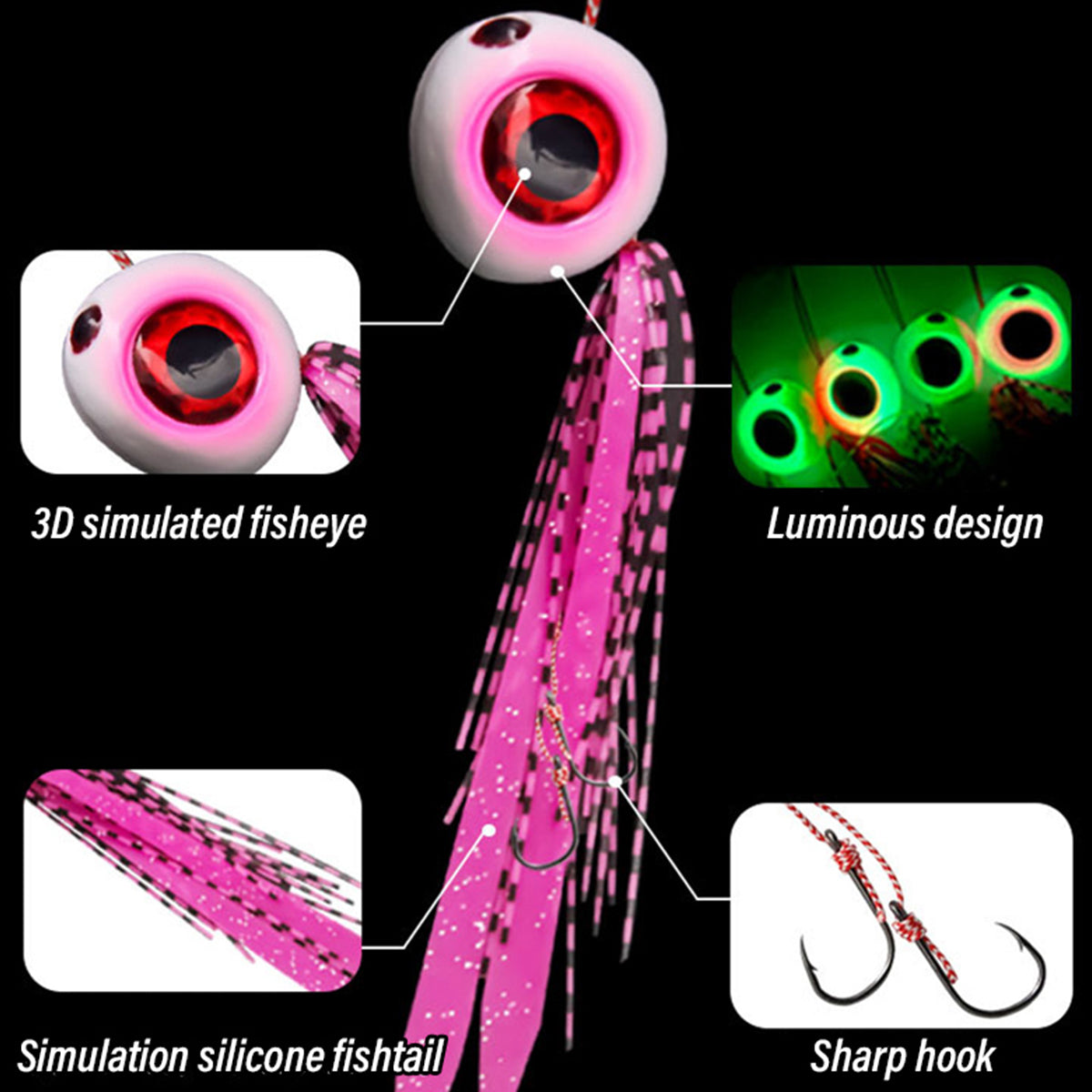 Luminous Fishing Lure with 3D Fisheye – Durable Hooks