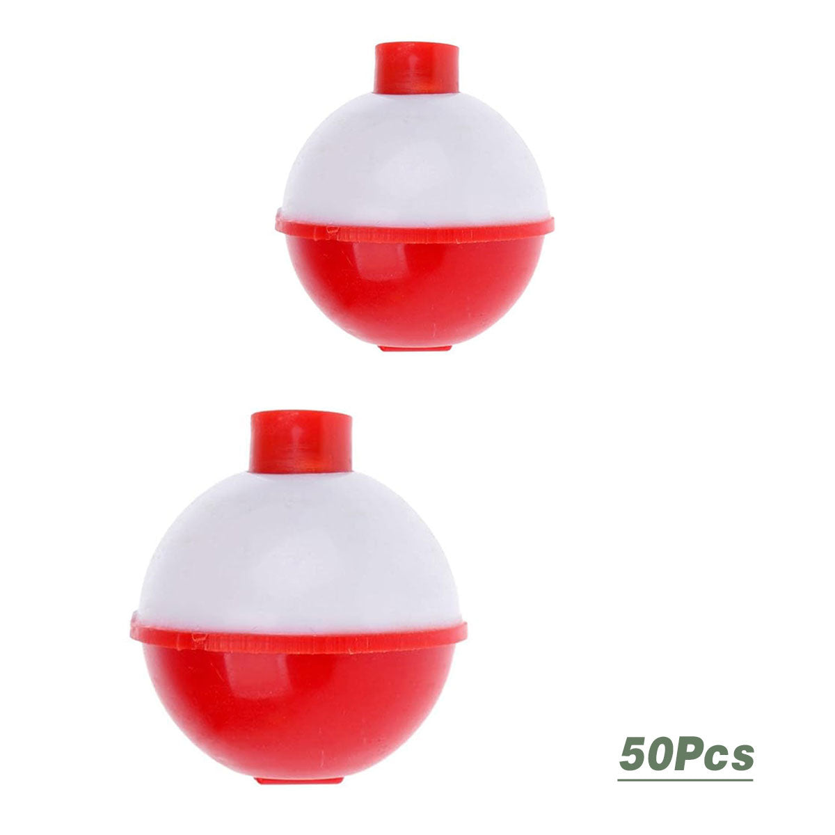 50pcs Snap-On Fishing Bobbers Red White Float Set Freshwater Saltwater