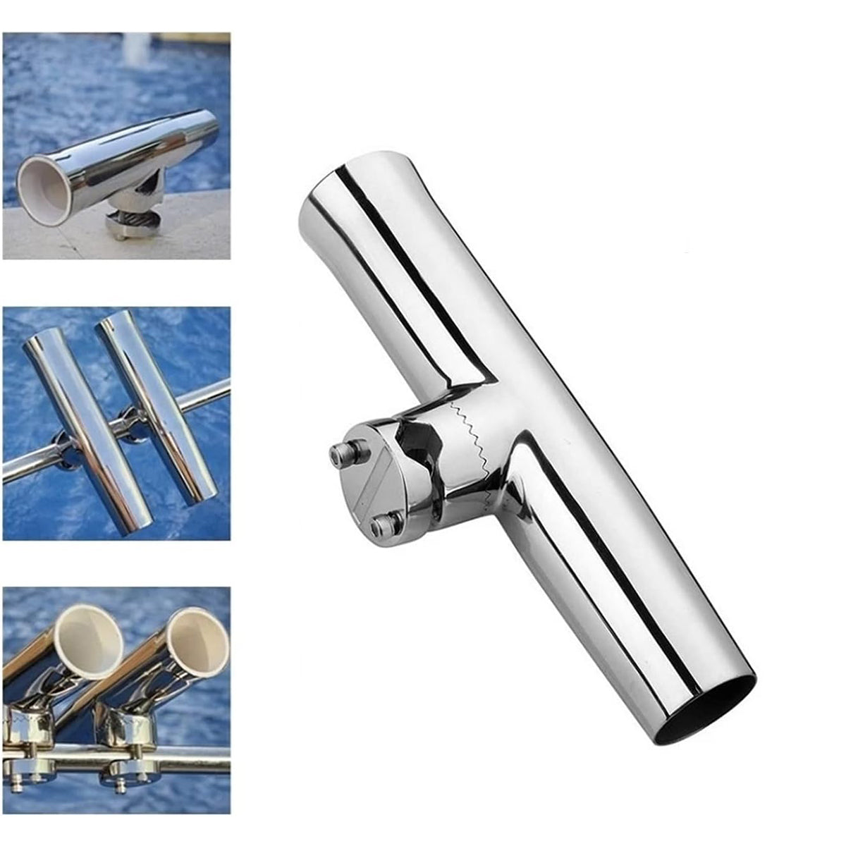 Stainless Steel Fishing Rod Holder 360° Adjustable Clamp-On Boat Mount
