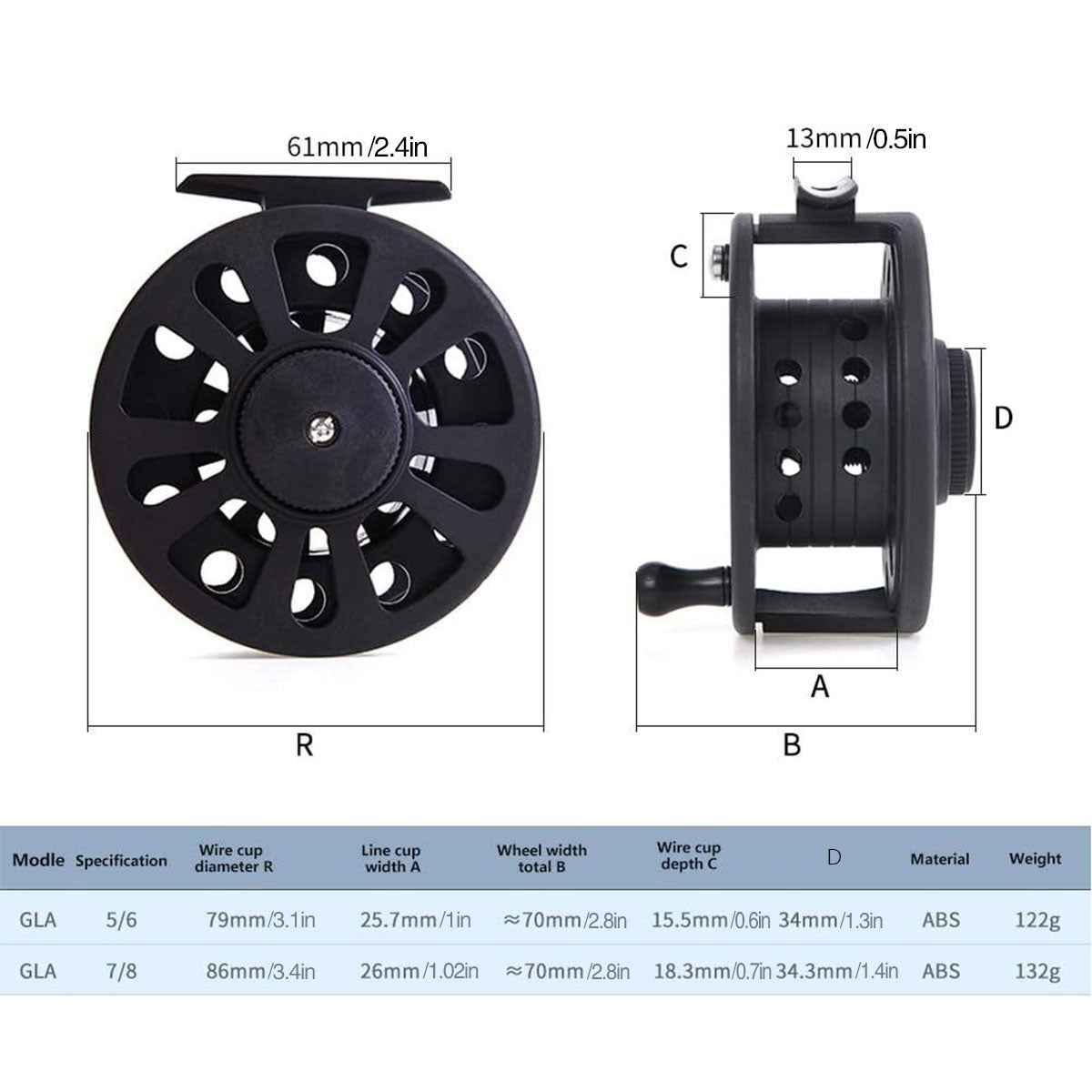 Fly Fishing Reel Lightweight ABS Front Wheel Reel