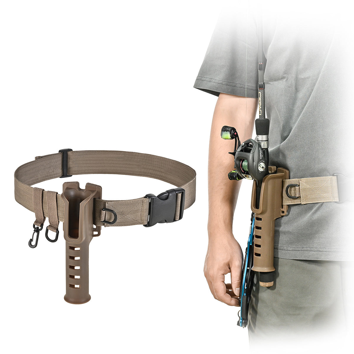 Fishing Wading Belt Rod Holder Adjustable Wader Fishing Waist Belt Fly Fishing
