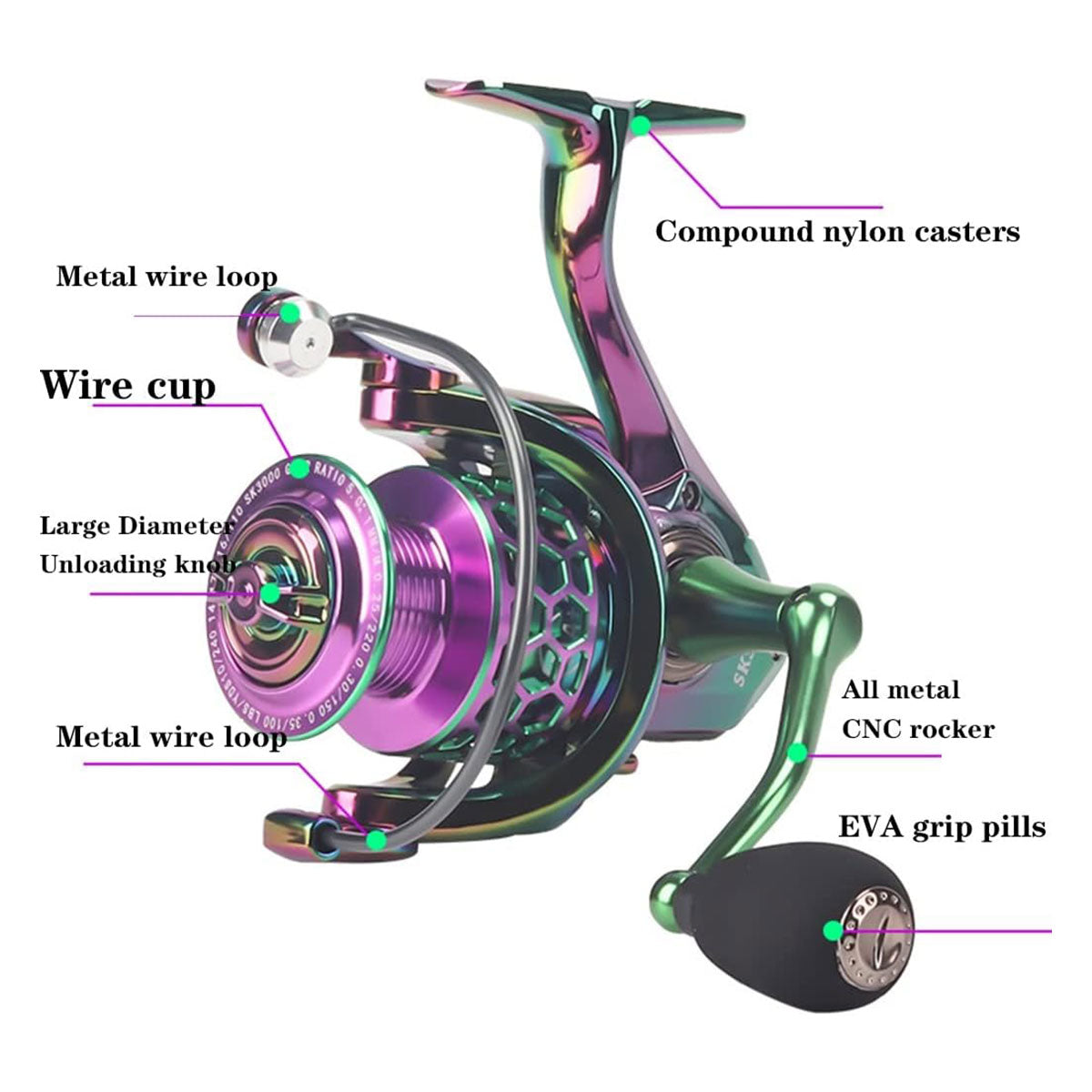 Metal Spinning Reel Durable Electroplated Fishing Reel Left Right Hand
