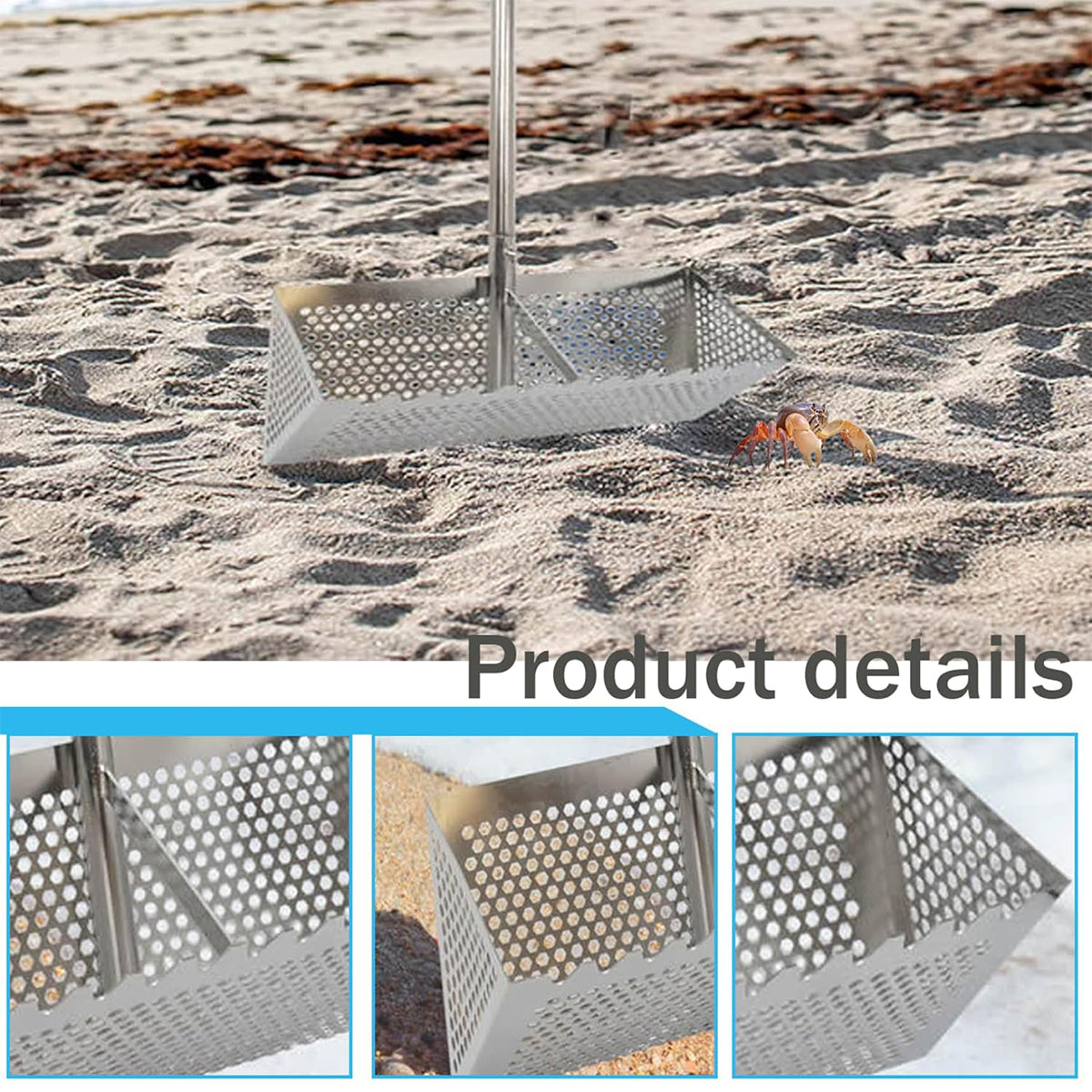 Stainless Steel Sand Screen Crab Hunting Sifter with Handle