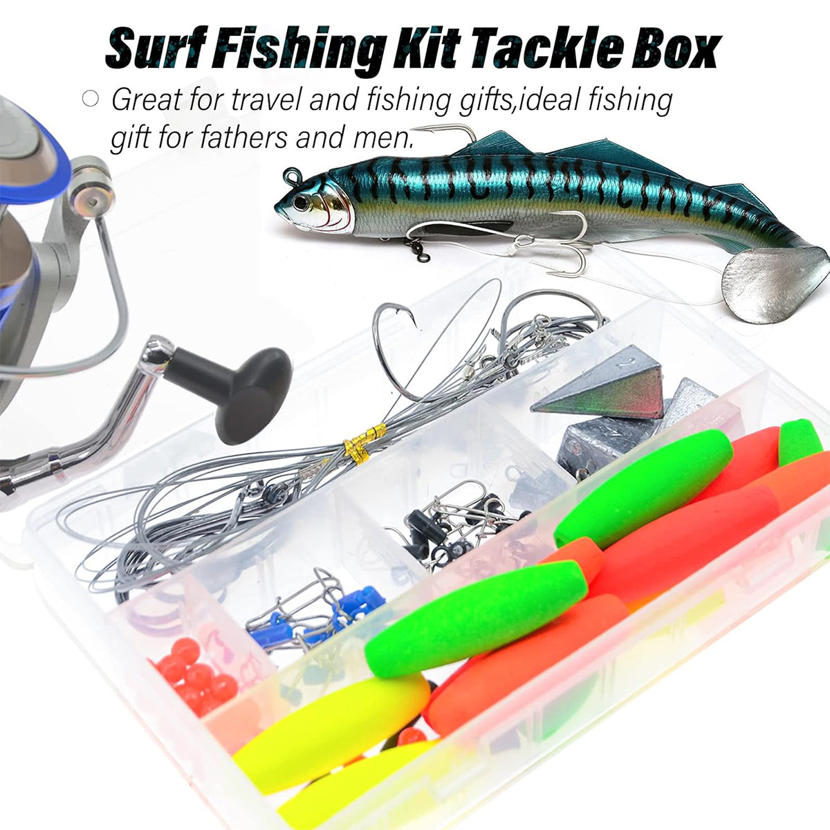 78PCS Saltwater Surf Fishing Gear Set with Hooks Sinkers Floats