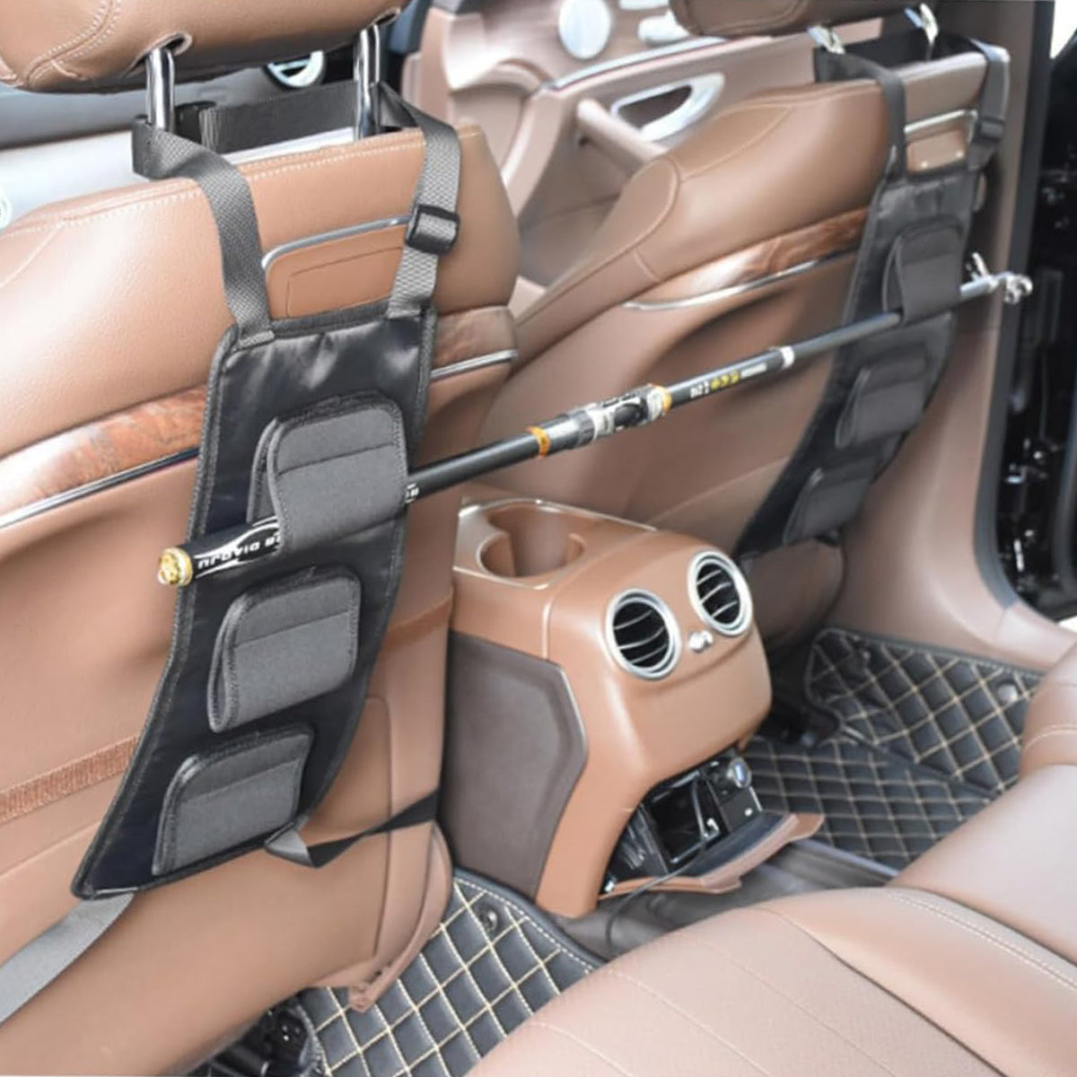 Car Mounted Fishing Rod Holder Rack 2 Pack Adjustable Backseat Storage Straps