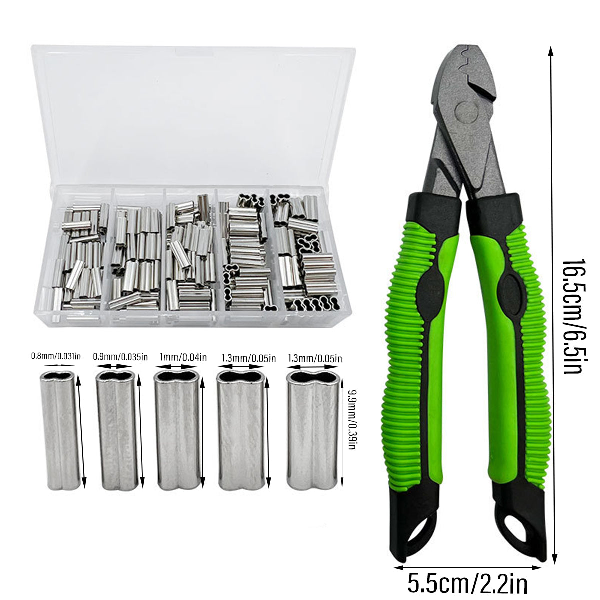 Fishing Crimping Tool Set with Pliers and Copper Ferrules Kit