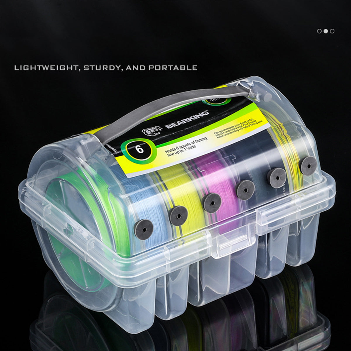 Fishing Line Winder Box with 6 Spool Capacity and Silicone Outlets