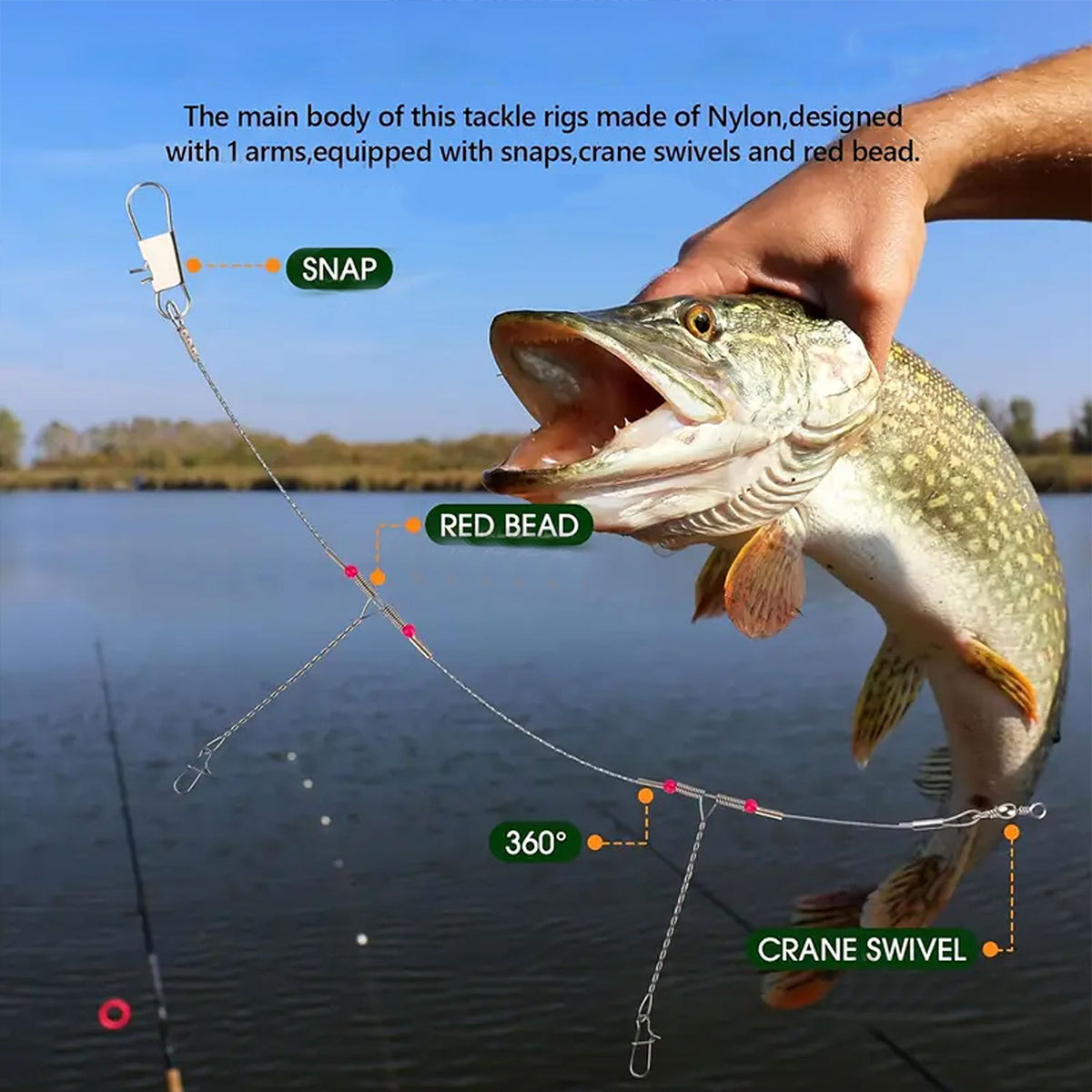 Stainless Steel Fishing Leader Rigs Anti-Winding Wire with Snaps