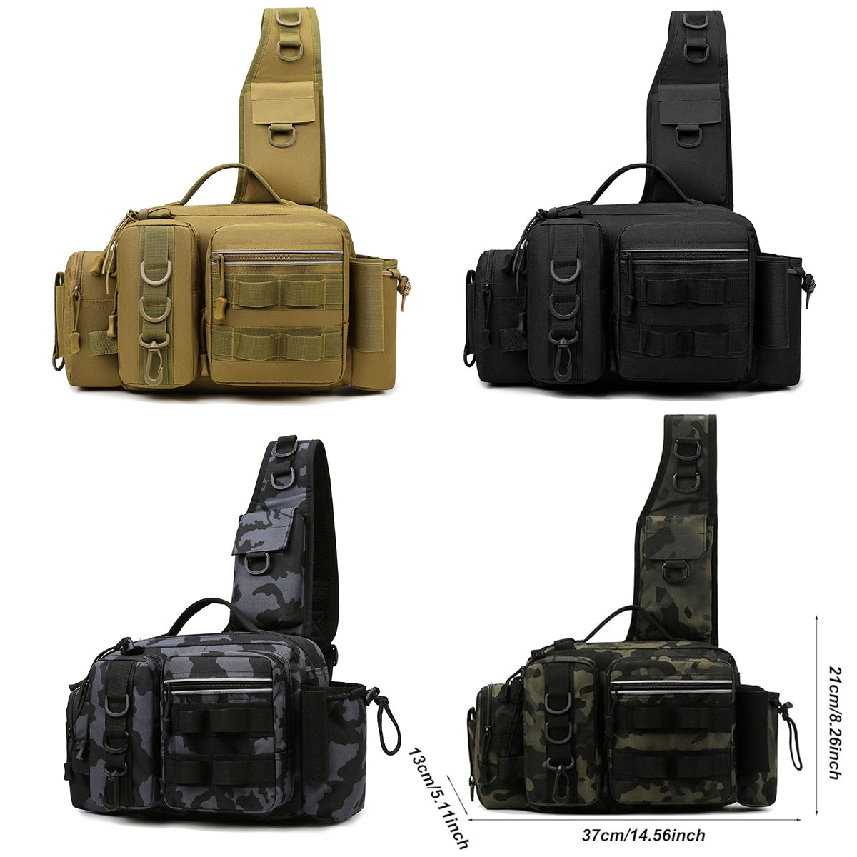Tactical Fishing Backpack with MOLLE System and Multi-Carry Options