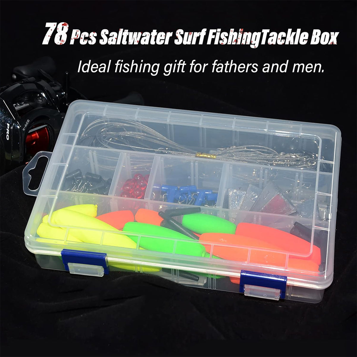 78PCS Saltwater Surf Fishing Gear Set with Hooks Sinkers Floats