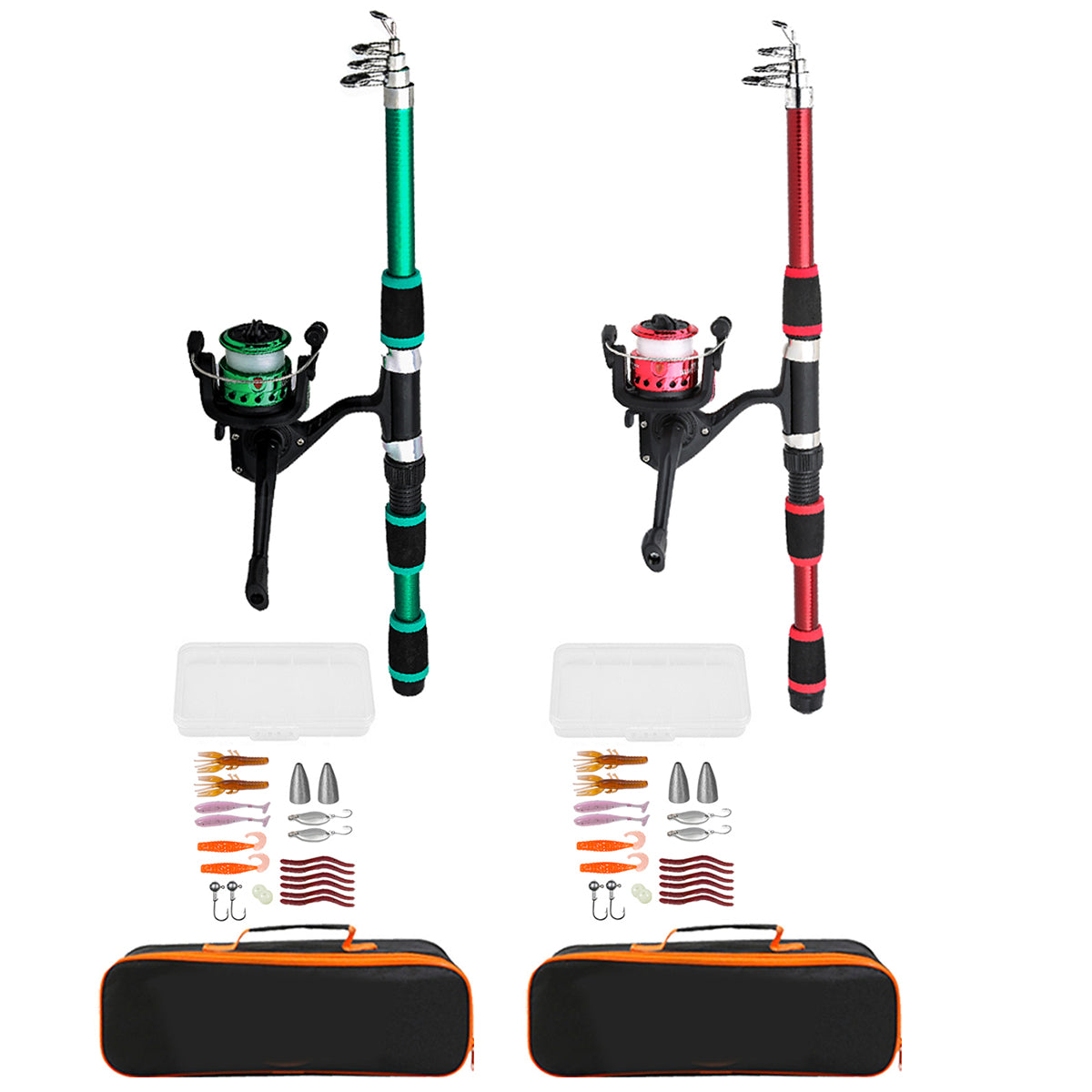 Telescopic Fishing Rod Set with Reel Tackle Box and Carrying Case