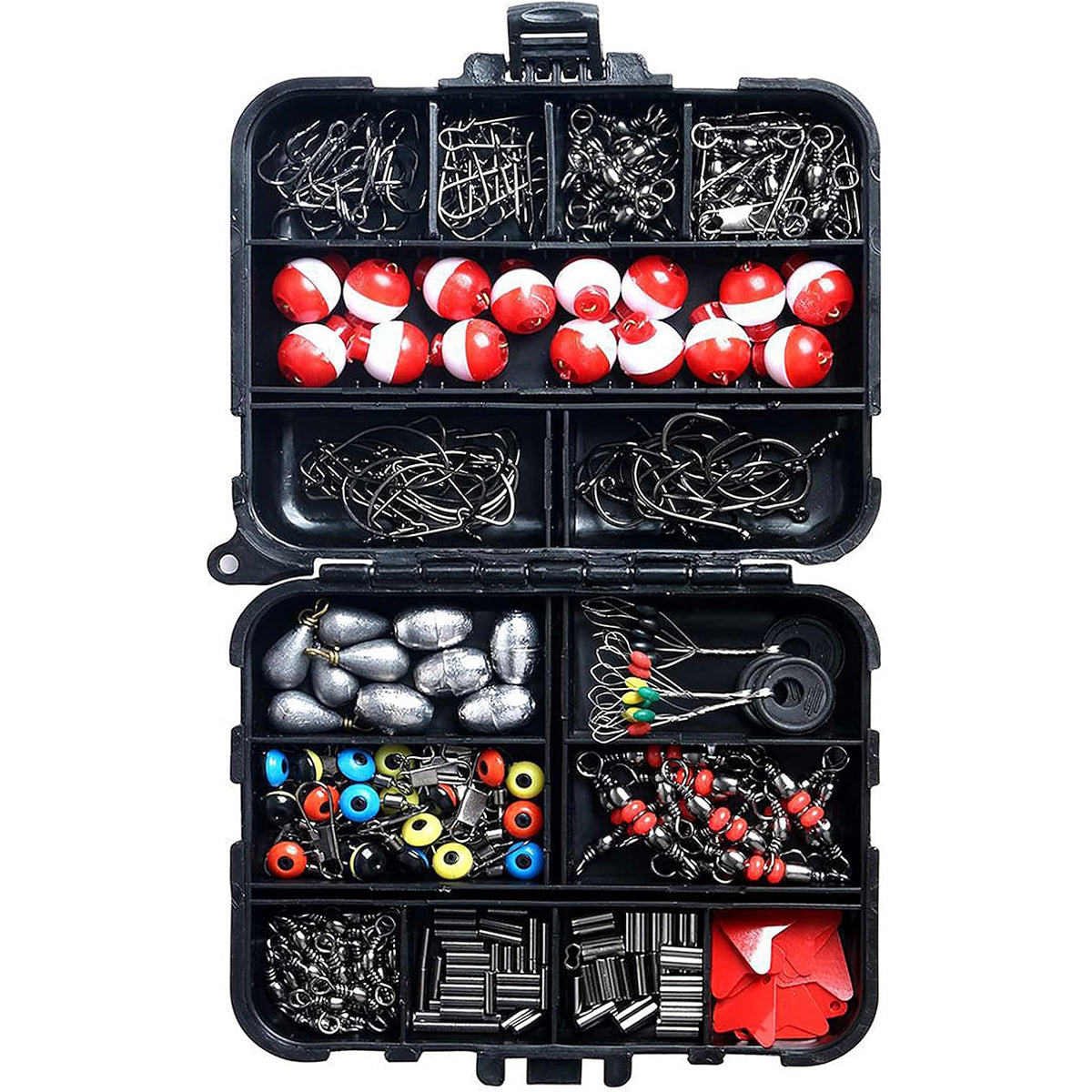 264PCS Fishing Tackle Box Set with Hooks Weights Bobbers & Plier