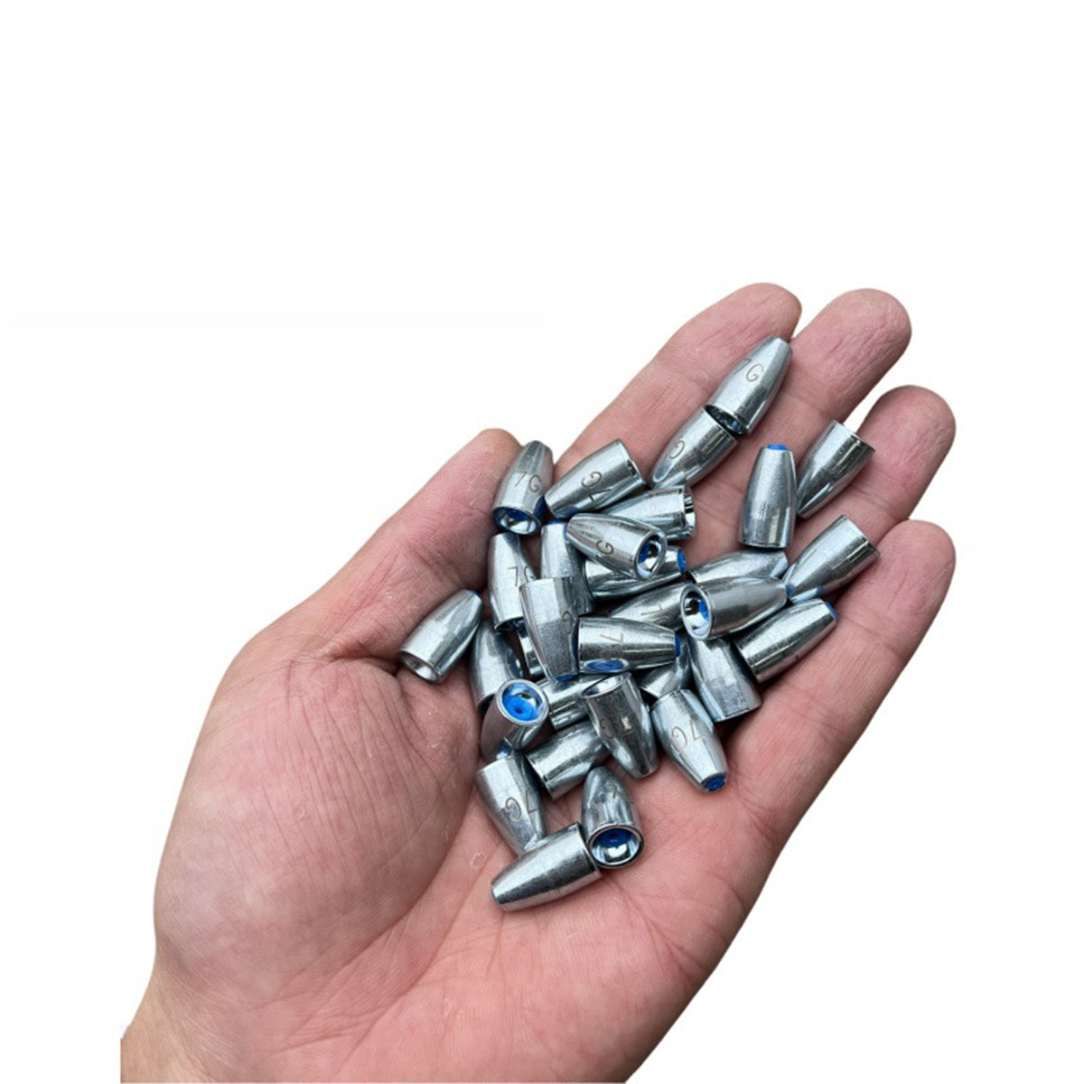 Bullet Fishing Sinkers Alloy Steel Weights With Plastic Core 50pcs