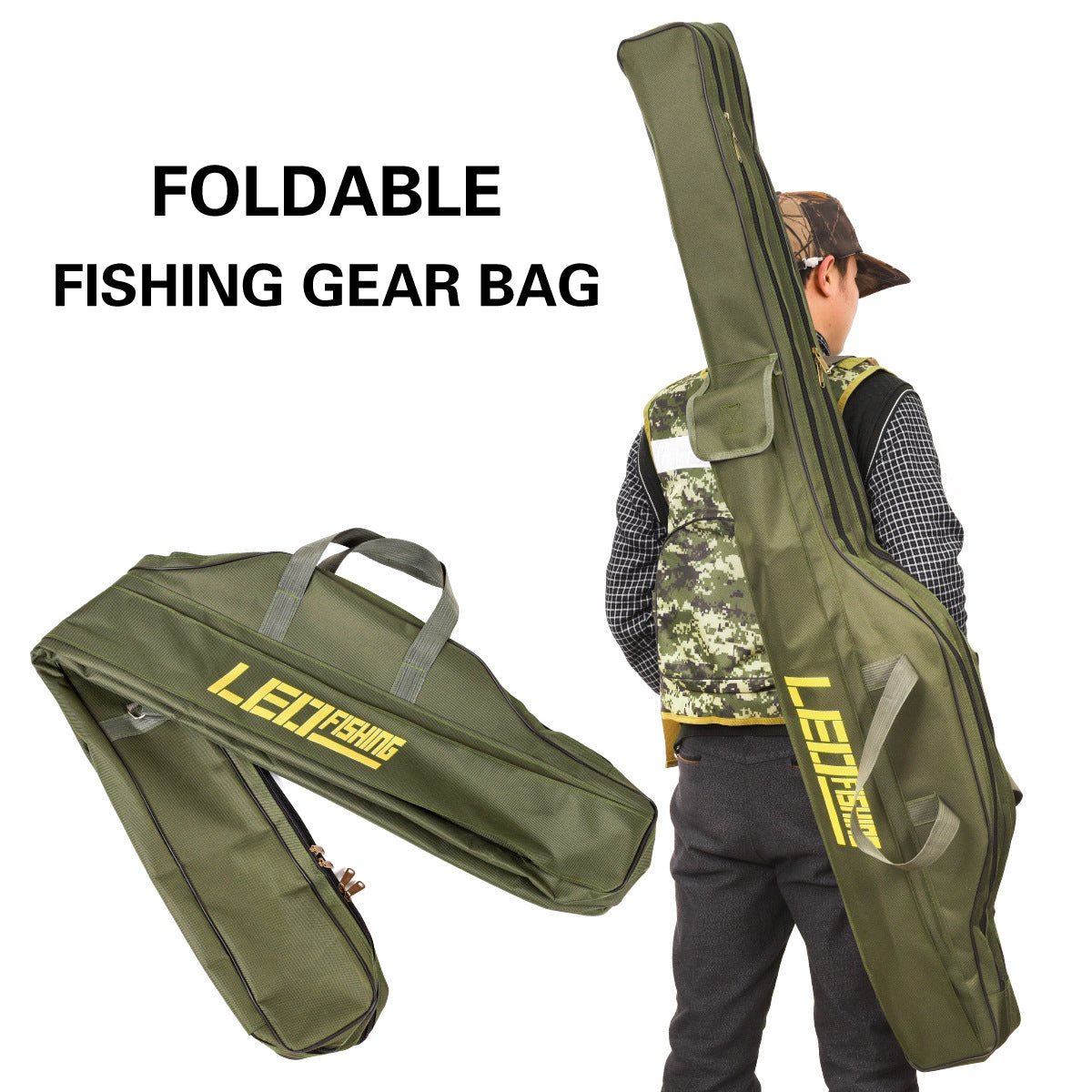 150cm Portable Foldable Fishing Rod Carrier Fish Pole Tools Storage Bag Case