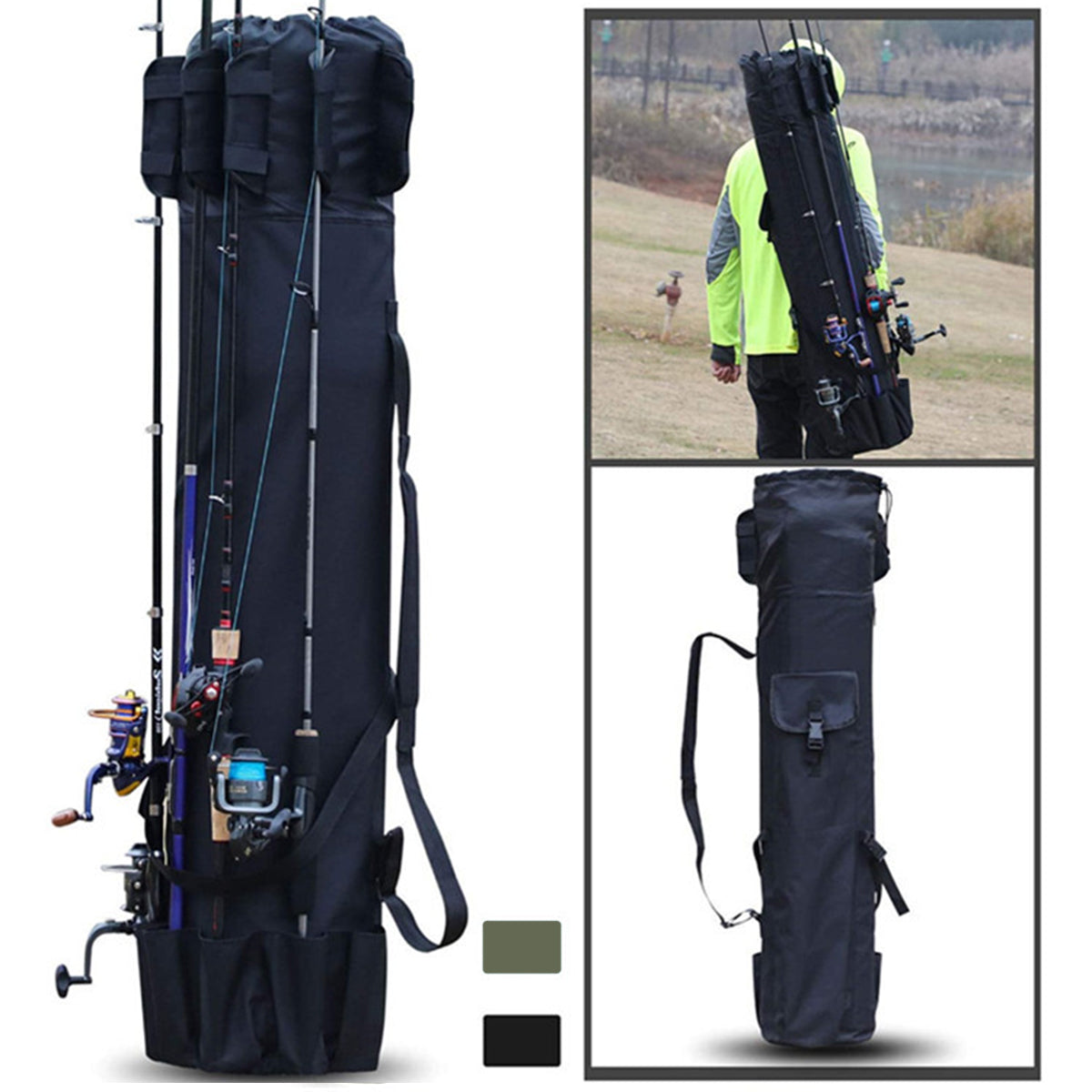 Outdoor Fishing Rod Bag 5 Rod Holder Waterproof Oxford Storage Case