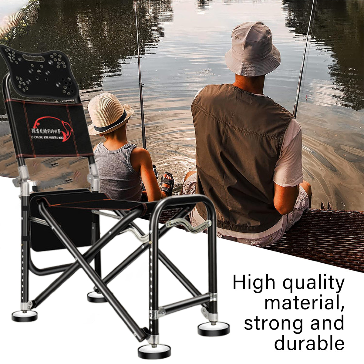 Portable Foldable Fishing Chair with Backrest for Outdoor Use