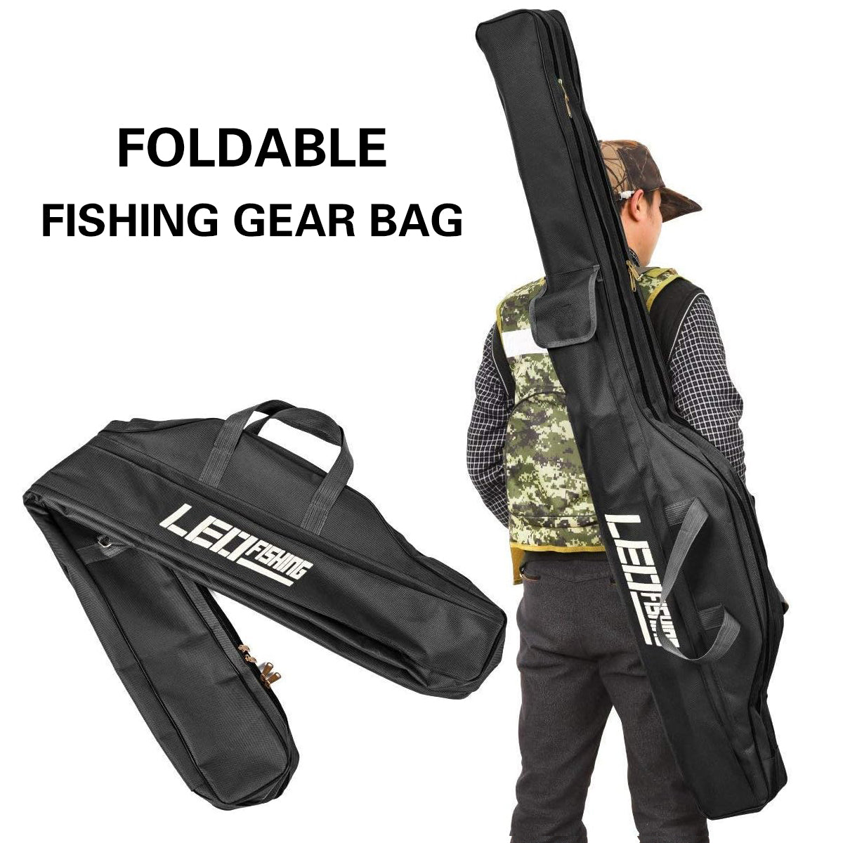 150cm Portable Foldable Fishing Rod Carrier Fish Pole Tools Storage Bag Case