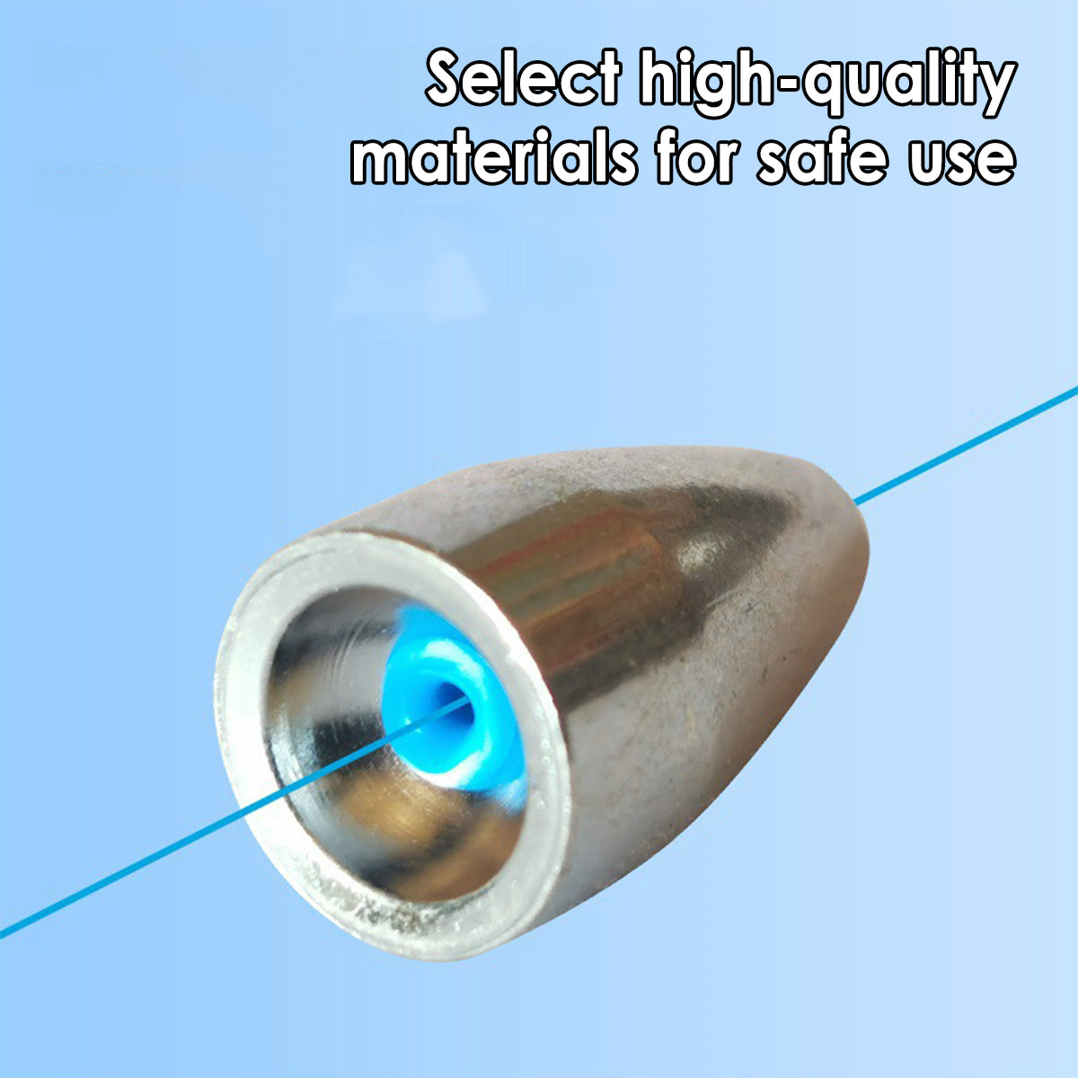 Bullet Fishing Sinkers Alloy Steel Weights With Plastic Core 50pcs