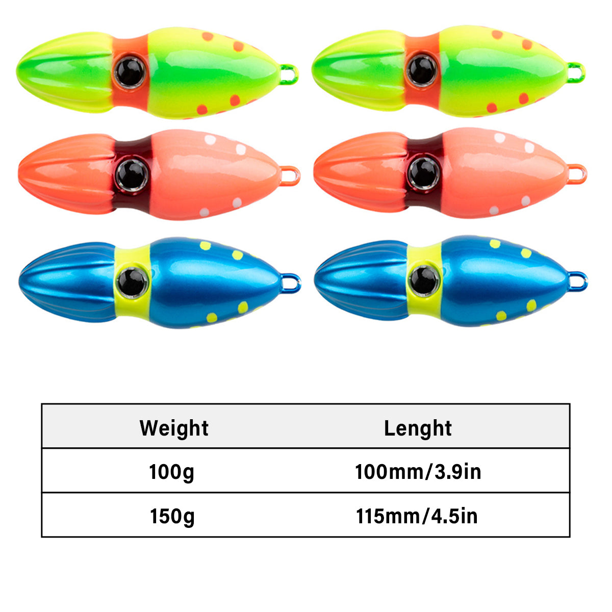 Slow Sinking Squid Jig Lure UV Glow Fishing Bait