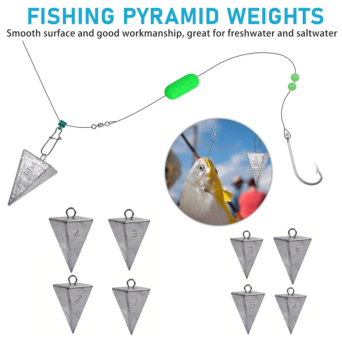 Four-Sided Triangular Lead Sinker Pyramid Fishing Weights