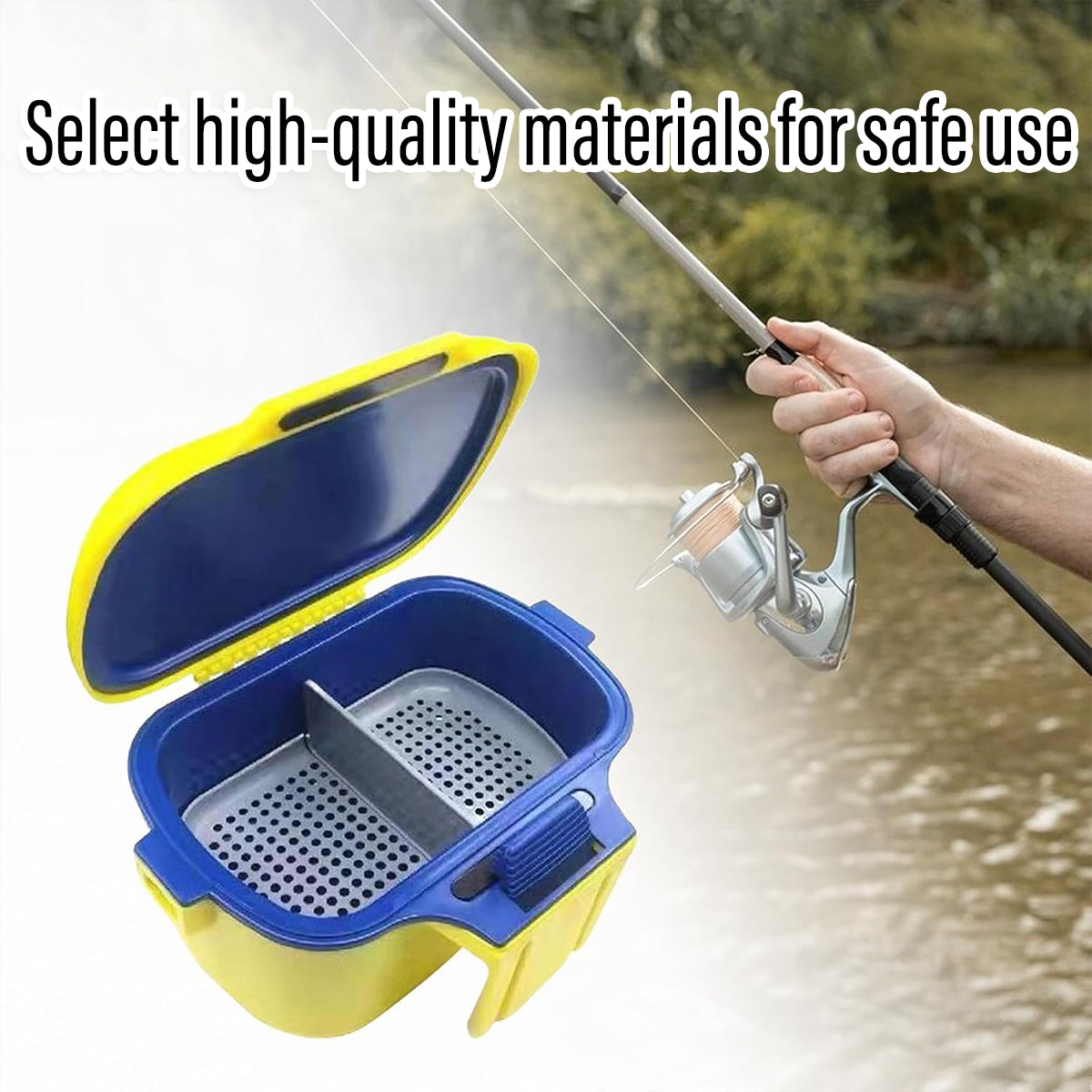 Dual Compartment Fishing Live Bait Box with Moisture Retention