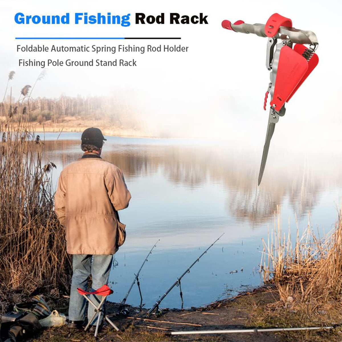 Automatic Fishing Rod Holder Stainless Steel Spring Loaded Ground Stand