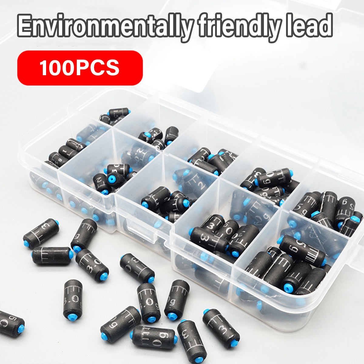 Graduated Fishing Lead Weights 100PCS with Storage Box