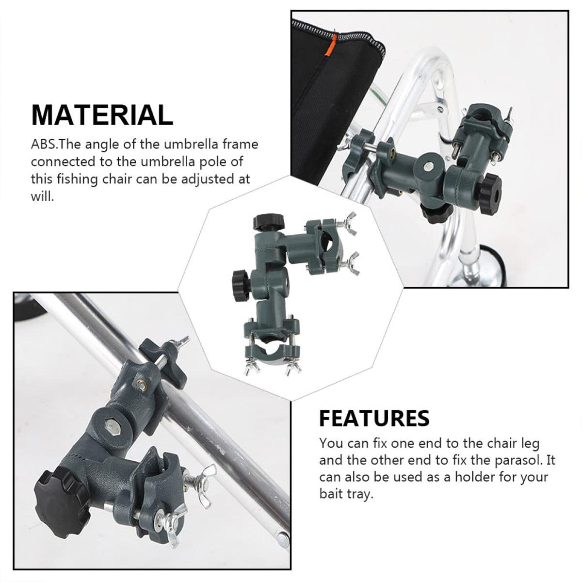 Adjustable Fishing Bracket with Umbrella Stand and 360° Rotation