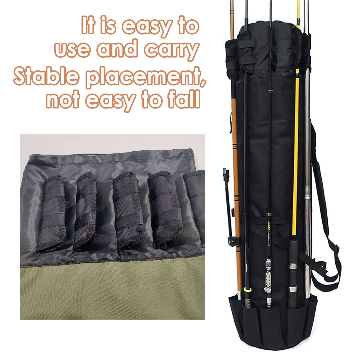 Outdoor Fishing Rod Bag 5 Rod Holder Waterproof Oxford Storage Case