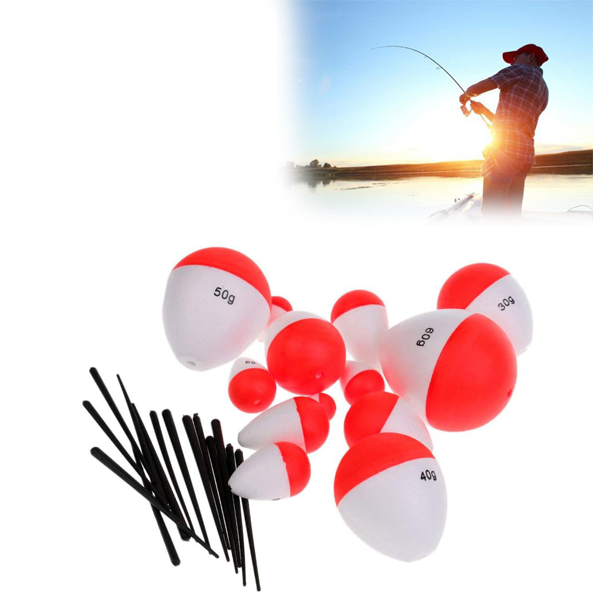Fishing Floats Set 14PCS Lightweight EVA Bite Indicators