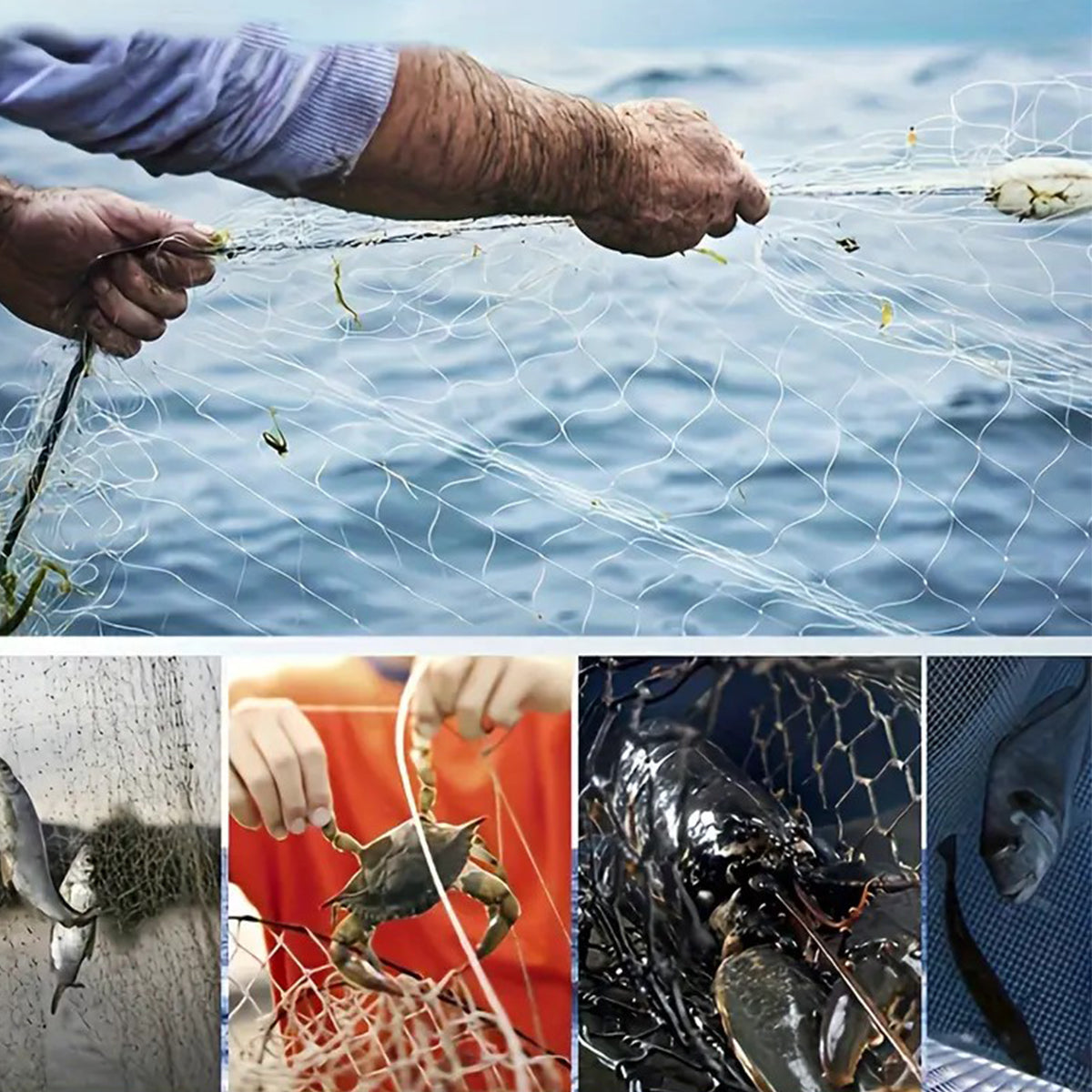 Hand Cast Fishing Net Foldable Weighted Nylon Throw Net