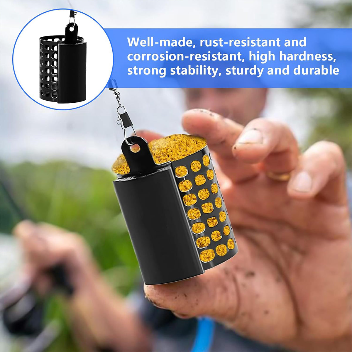 3pcs Stainless Steel Fishing Bait Cage Set with Snap Swivels