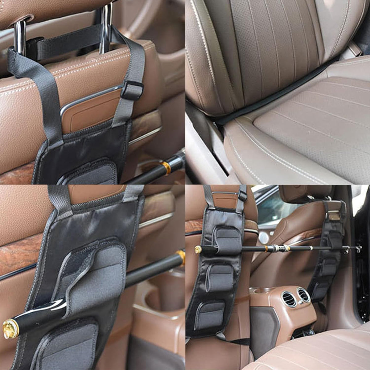 Car Mounted Fishing Rod Holder Rack 2 Pack Adjustable Backseat Storage Straps