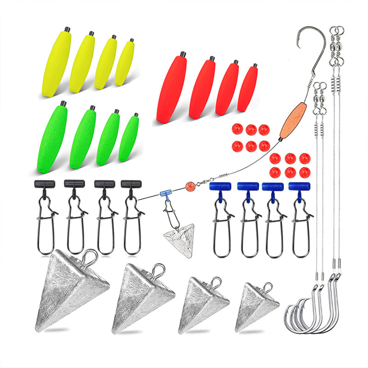 78PCS Saltwater Surf Fishing Gear Set with Hooks Sinkers Floats