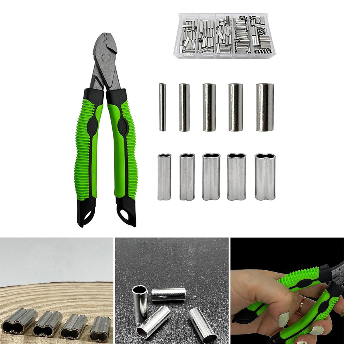 Fishing Crimping Tool Set with Pliers and Copper Ferrules Kit