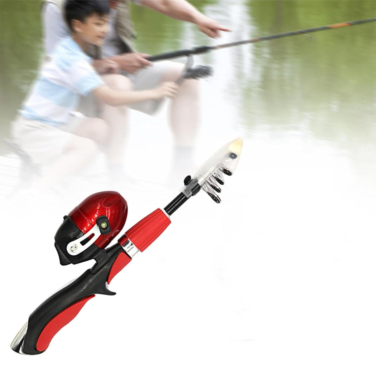 Mini Retractable Fishing Rod for Kids with EVA Grip and Compact Design