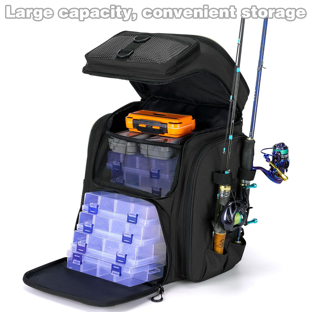 42L Waterproof Fishing Backpack Large Capacity Multi-Compartment Gear Bag