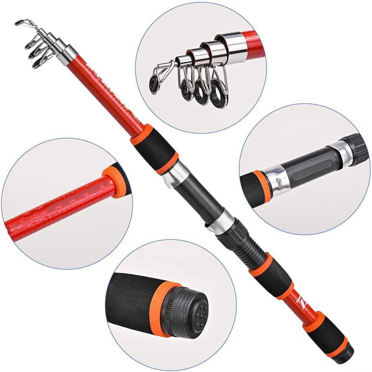 Telescopic Fishing Rod Durable Glass Steel Lightweight Portable Pole