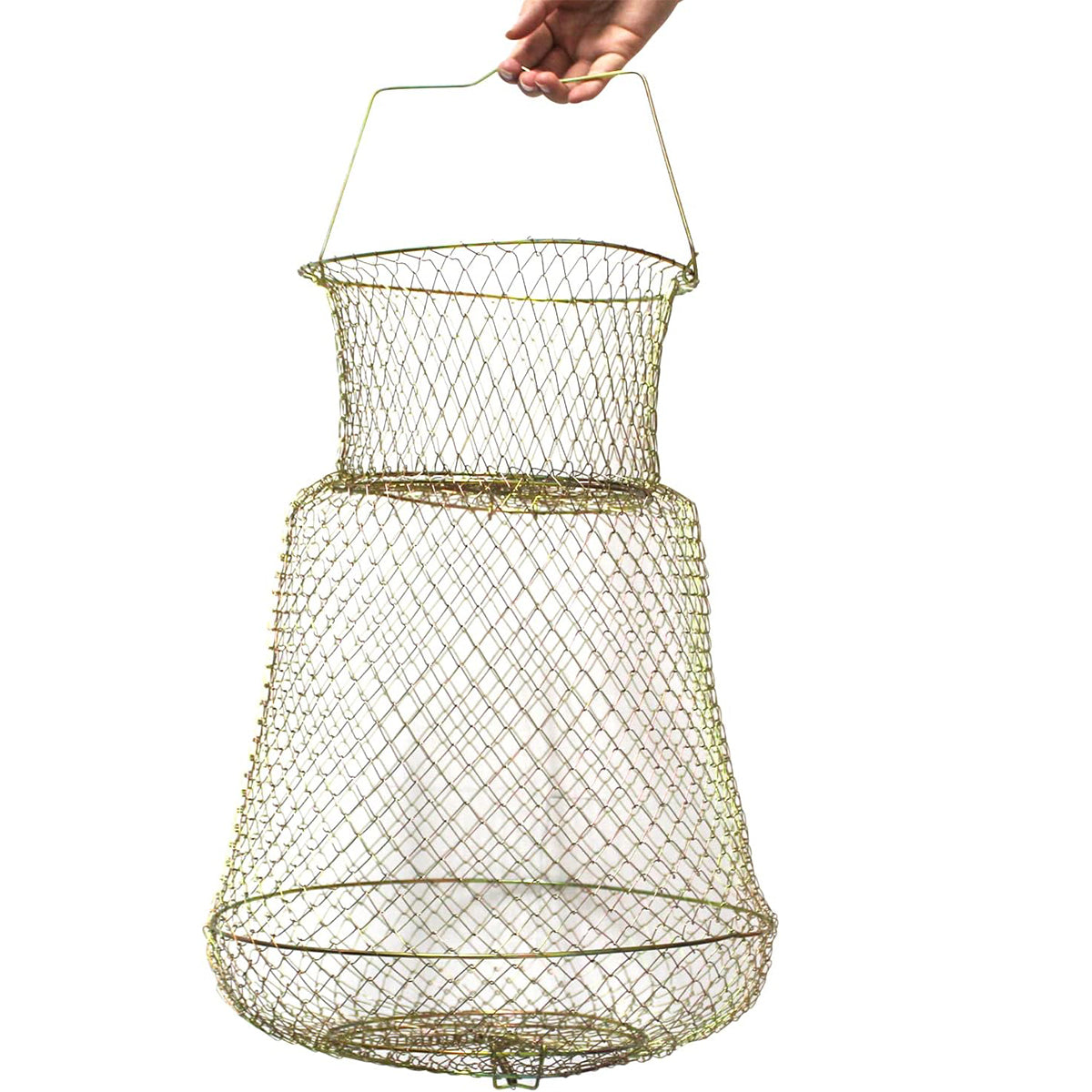 Foldable Galvanized Fish Trap Cage with Spring-Loaded Doors