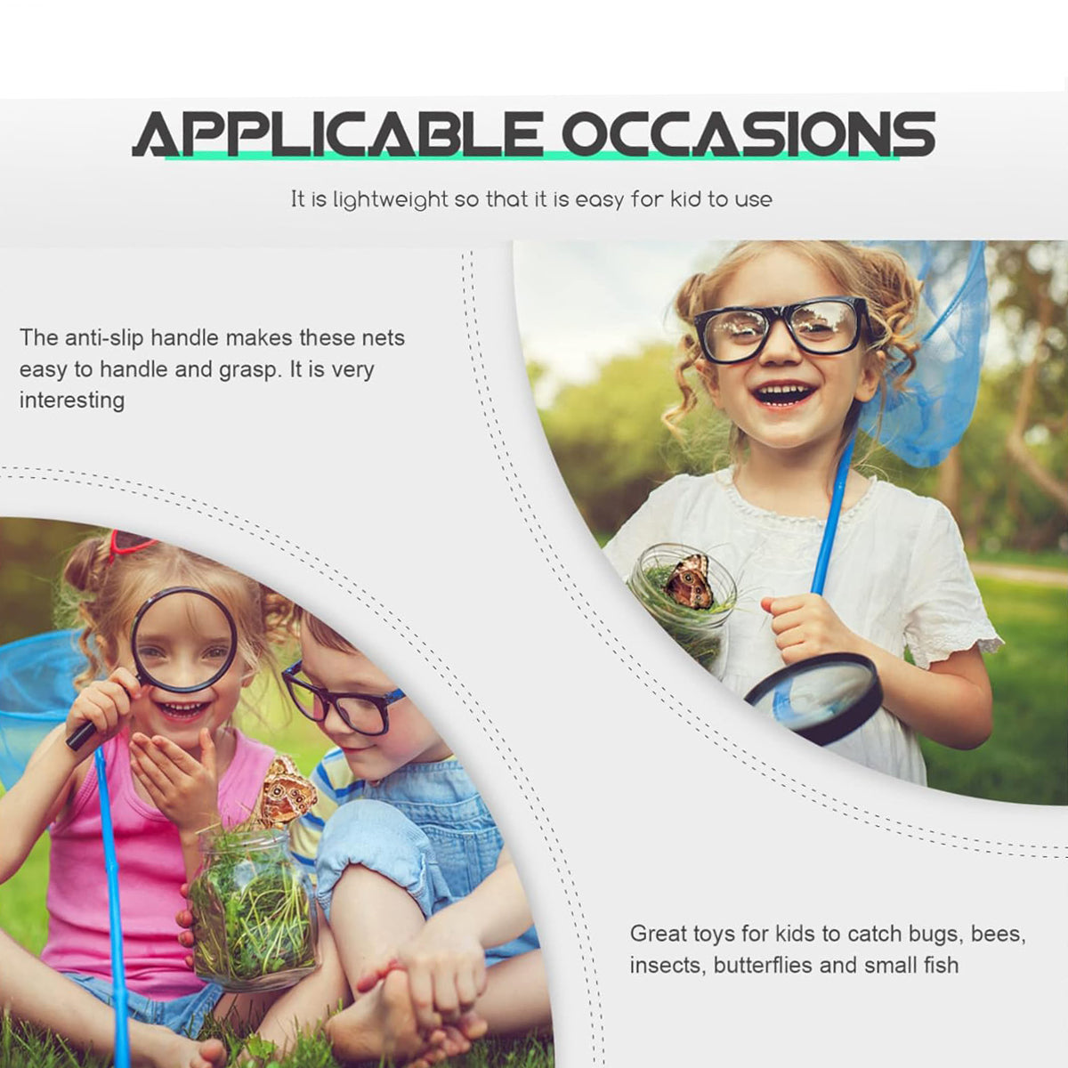 7pcs Telescopic Fishing Nets Colourful Stainless Steel Insect Butterfly Catcher