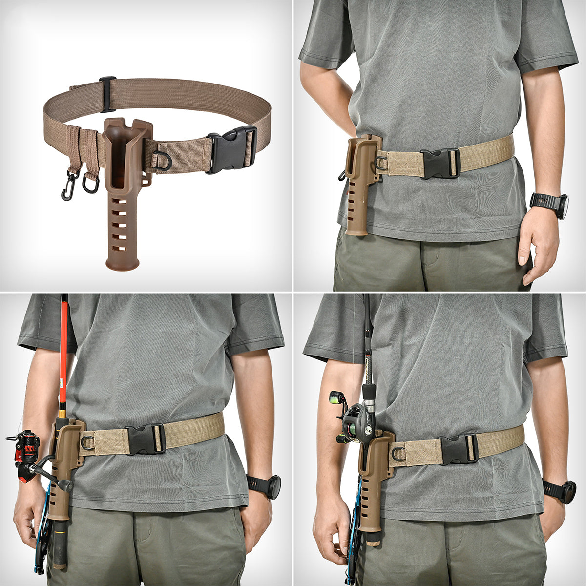 Fishing Wading Belt Rod Holder Adjustable Wader Fishing Waist Belt Fly Fishing