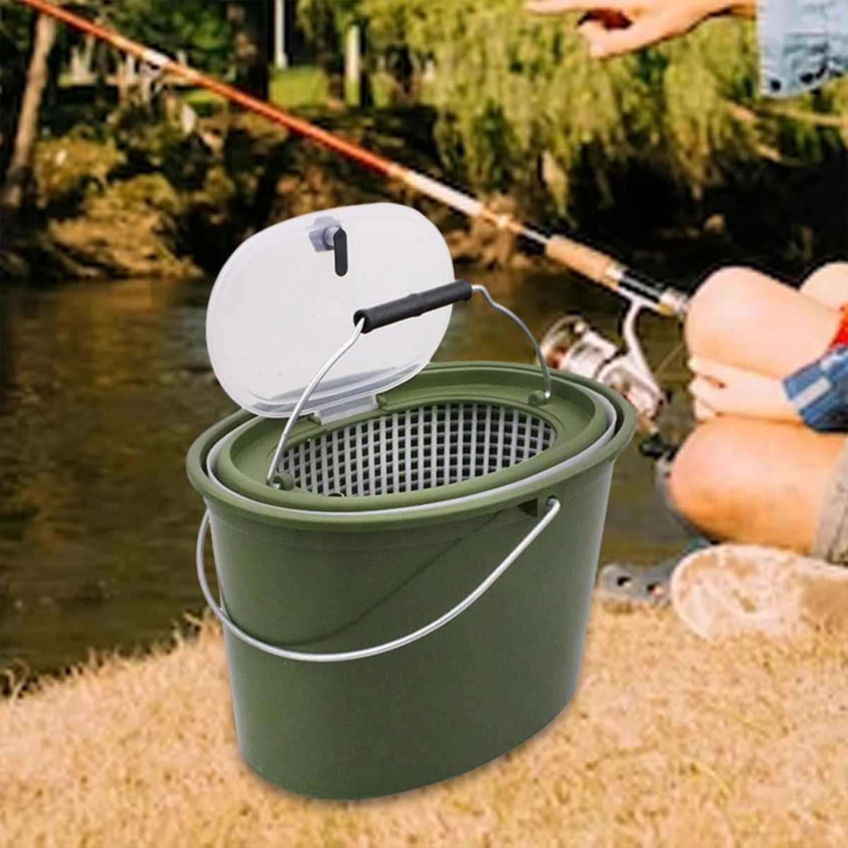 Handheld Water Bucket Portable Fishing Storage Container with Lid